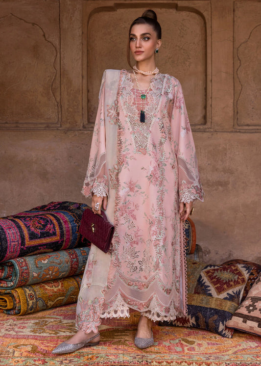 Buy Lavender Fall D5A | Printed Organza Suit | Tayaba Fashion