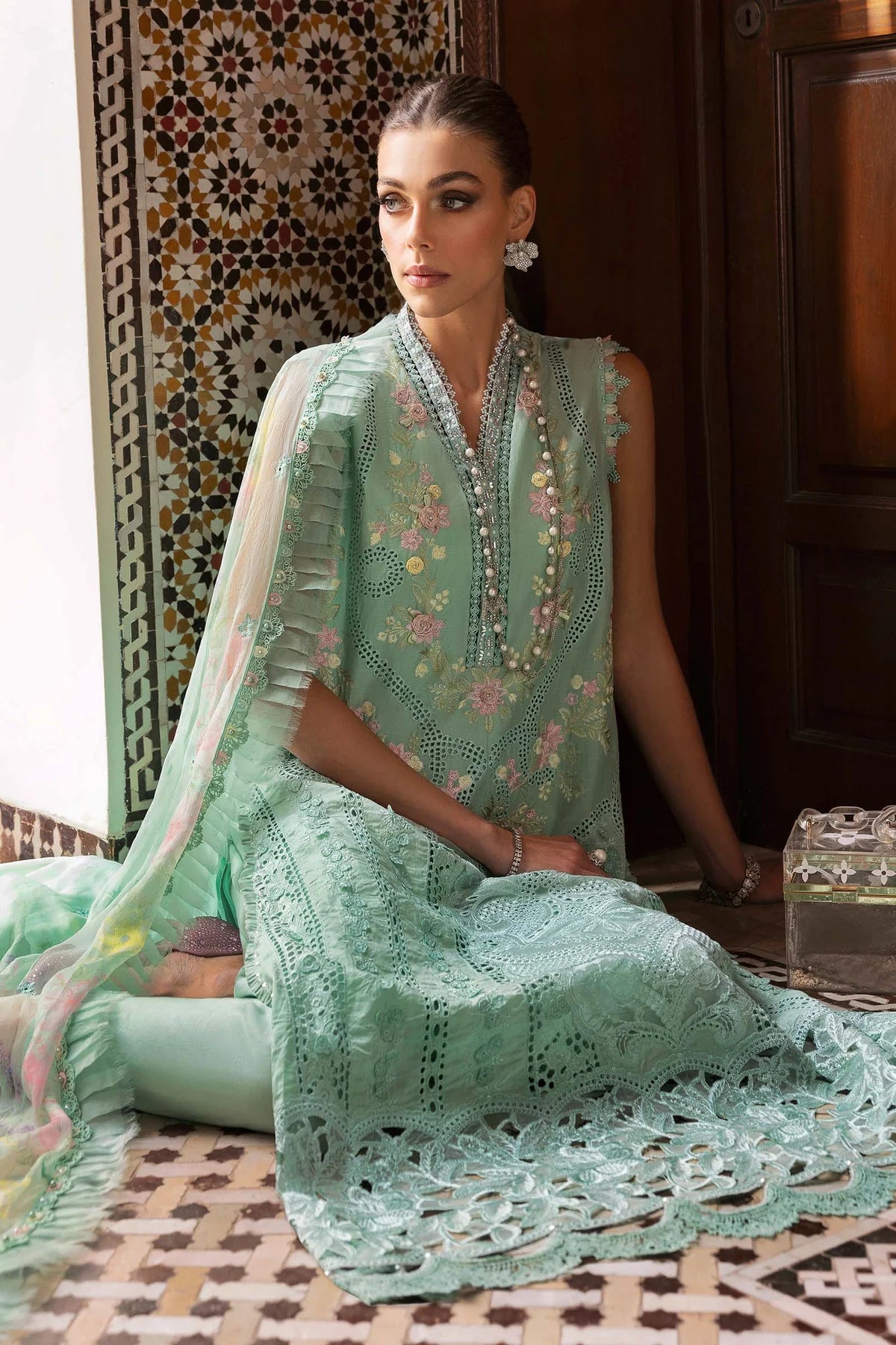 3 Piece Embroidered Lawn Suit | D-2514-A