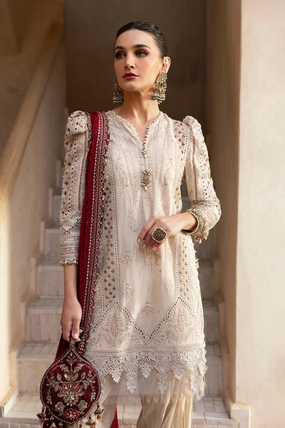 3 Piece Embroidered Lawn Suit | D-2511-B