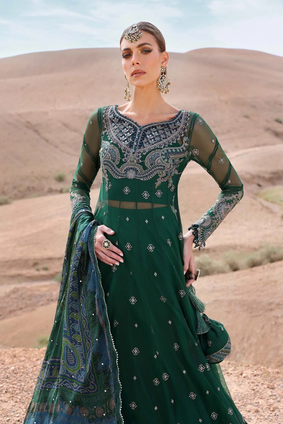 3 Piece Embroidered Net Suit | D-2507-A