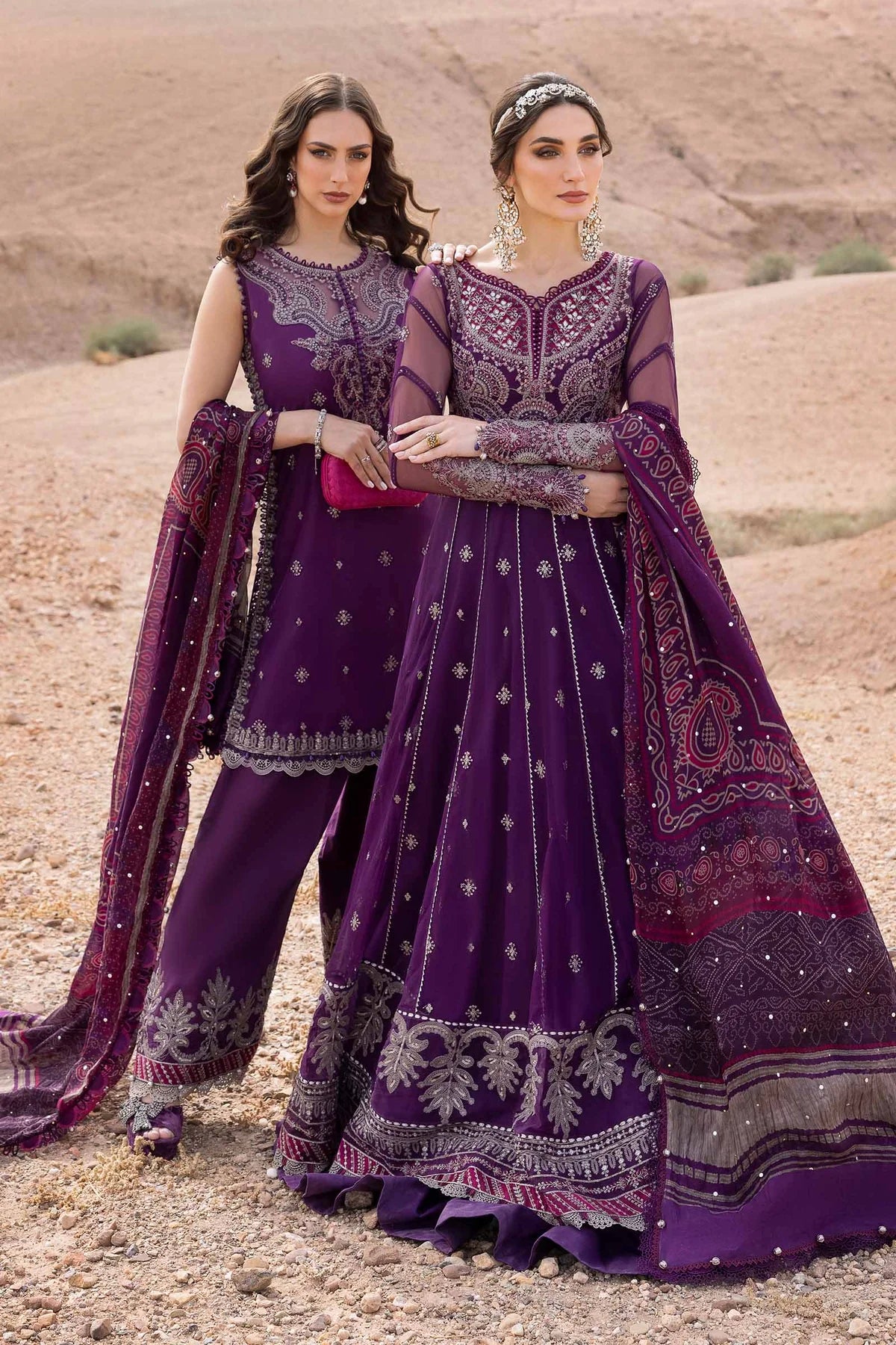 3 Piece Embroidered Net Suit | D-2507-B