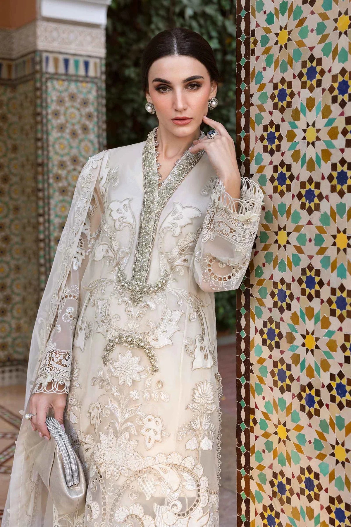 3 Piece Embroidered Organza Suit | D-2506-A