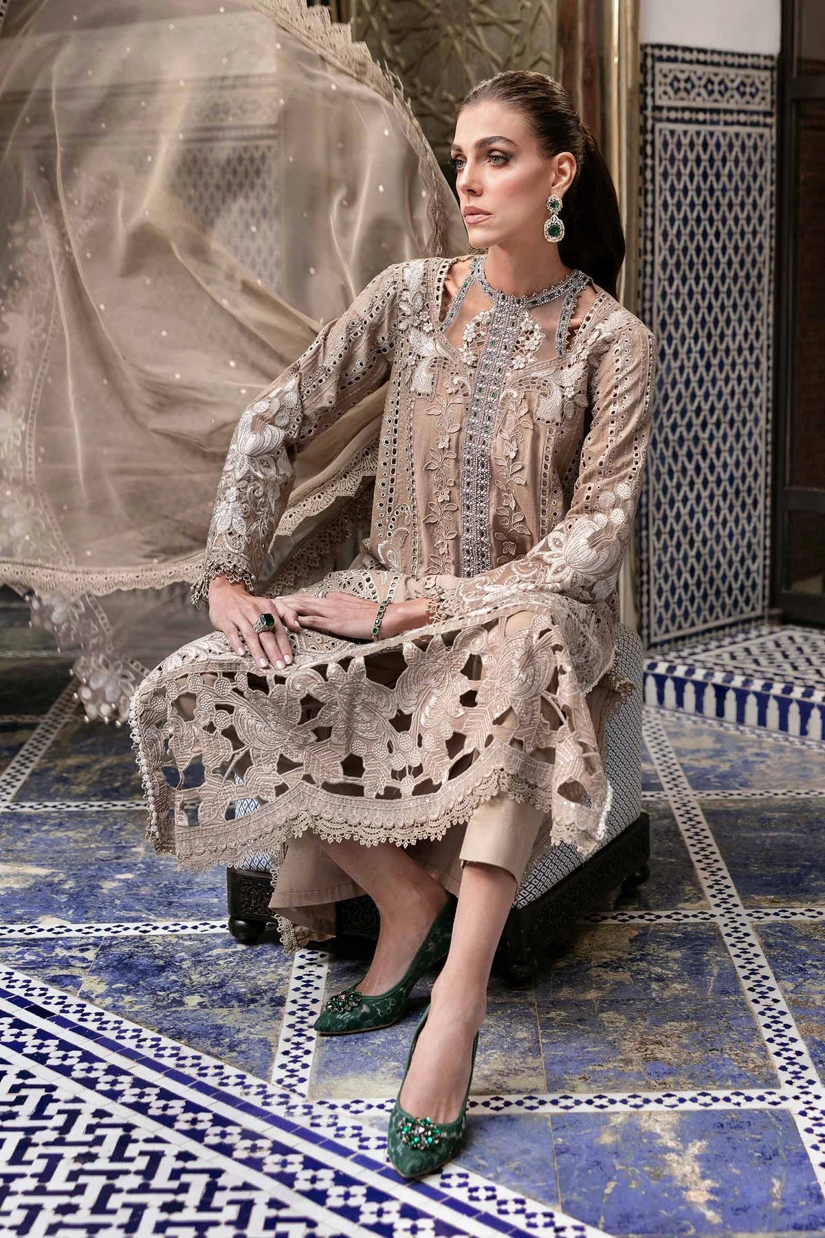 3 Piece Embroidered Lawn Suit | D-2502-A