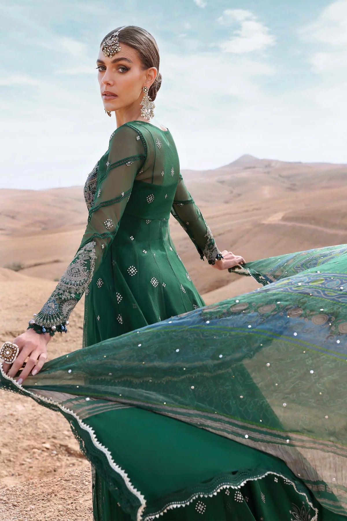 3 Piece Embroidered Net Suit | D-2507-A