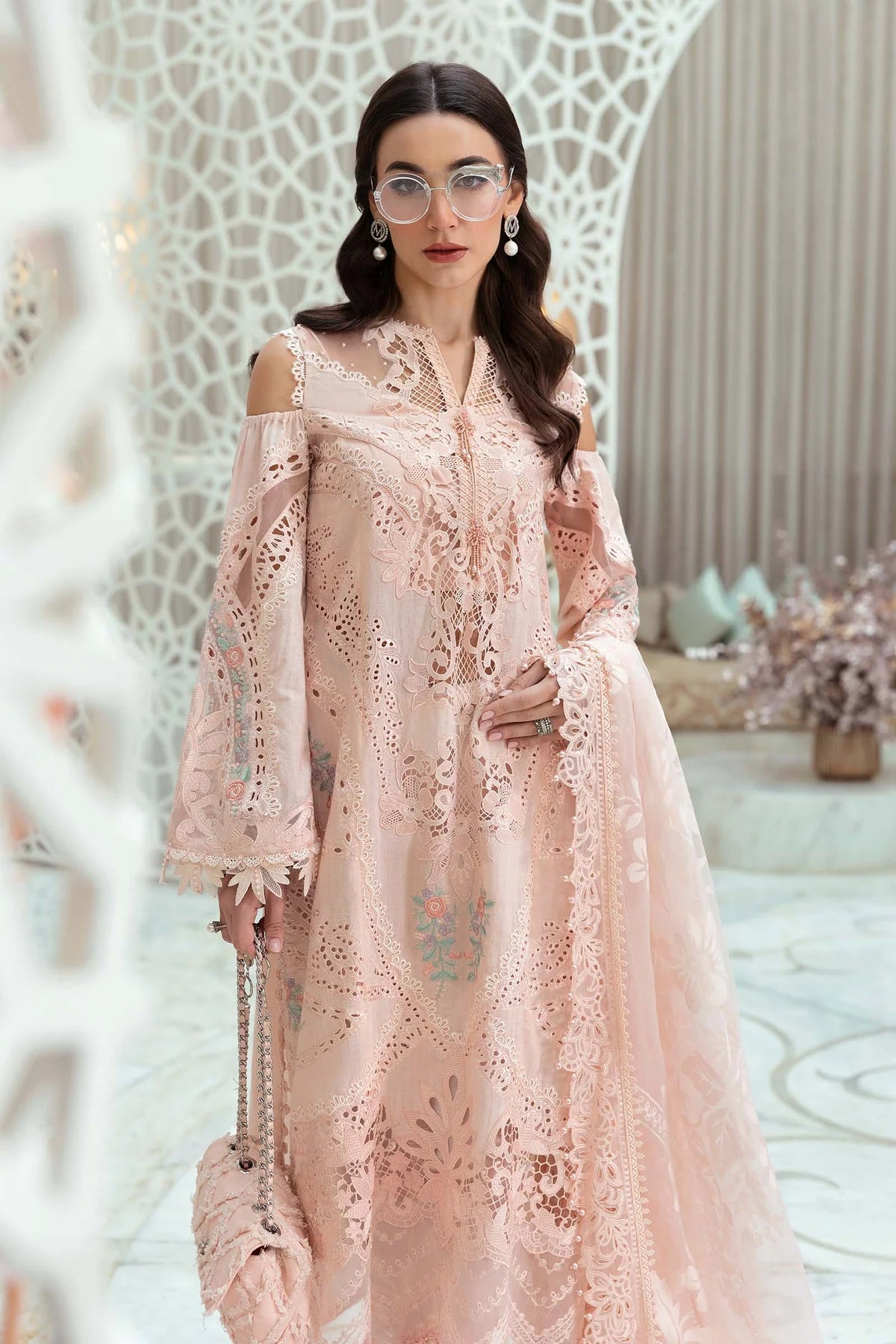 3 Piece Embroidered Dobby Lawn Suit | D-2513-A