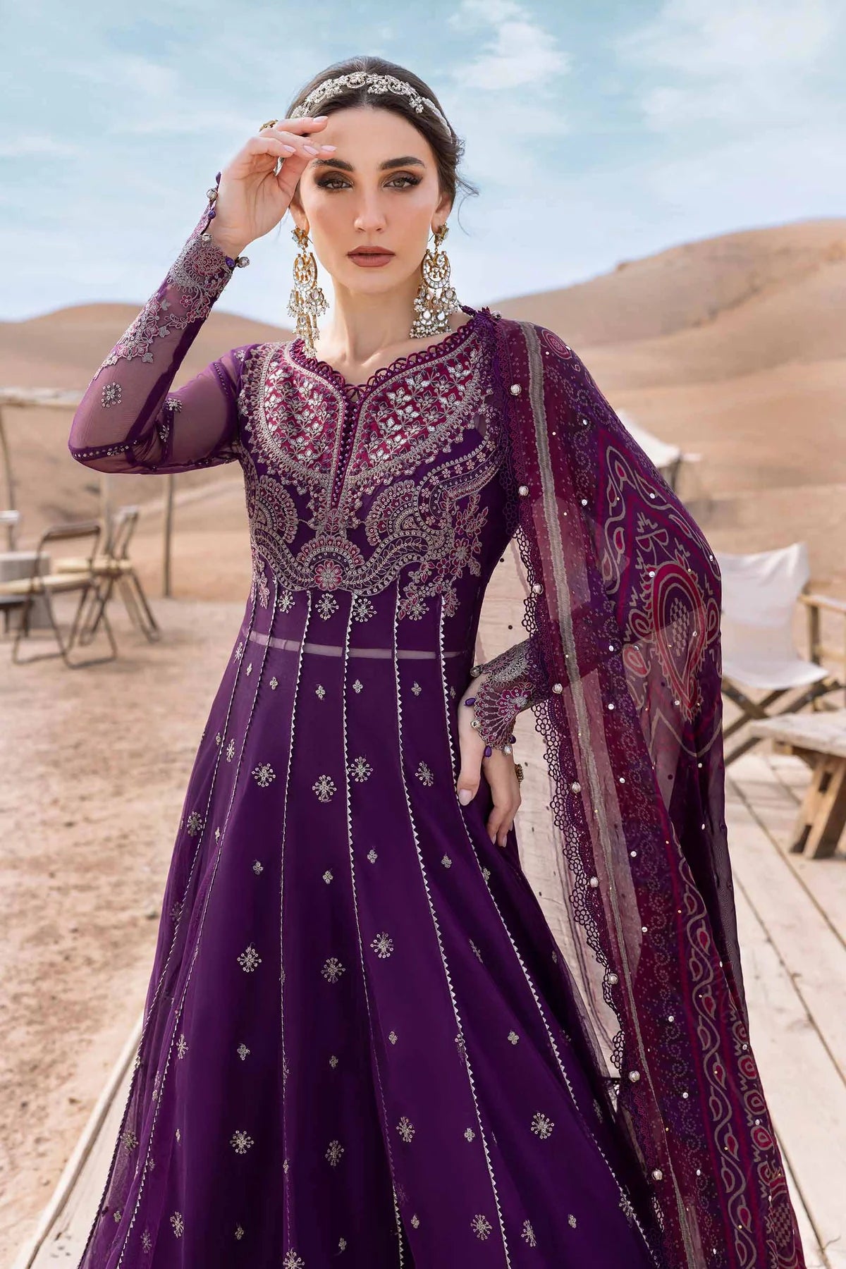 3 Piece Embroidered Net Suit | D-2507-B
