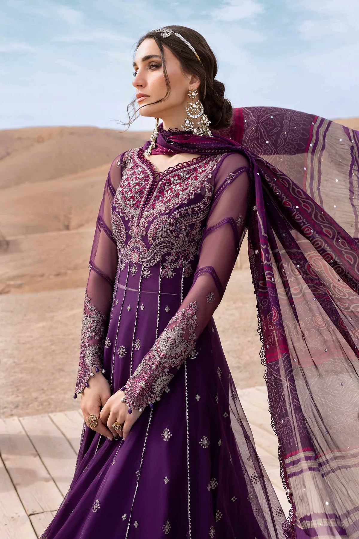 3 Piece Embroidered Net Suit | D-2507-B