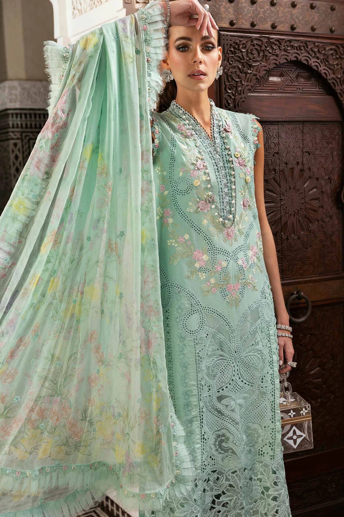 3 Piece Embroidered Lawn Suit | D-2514-A
