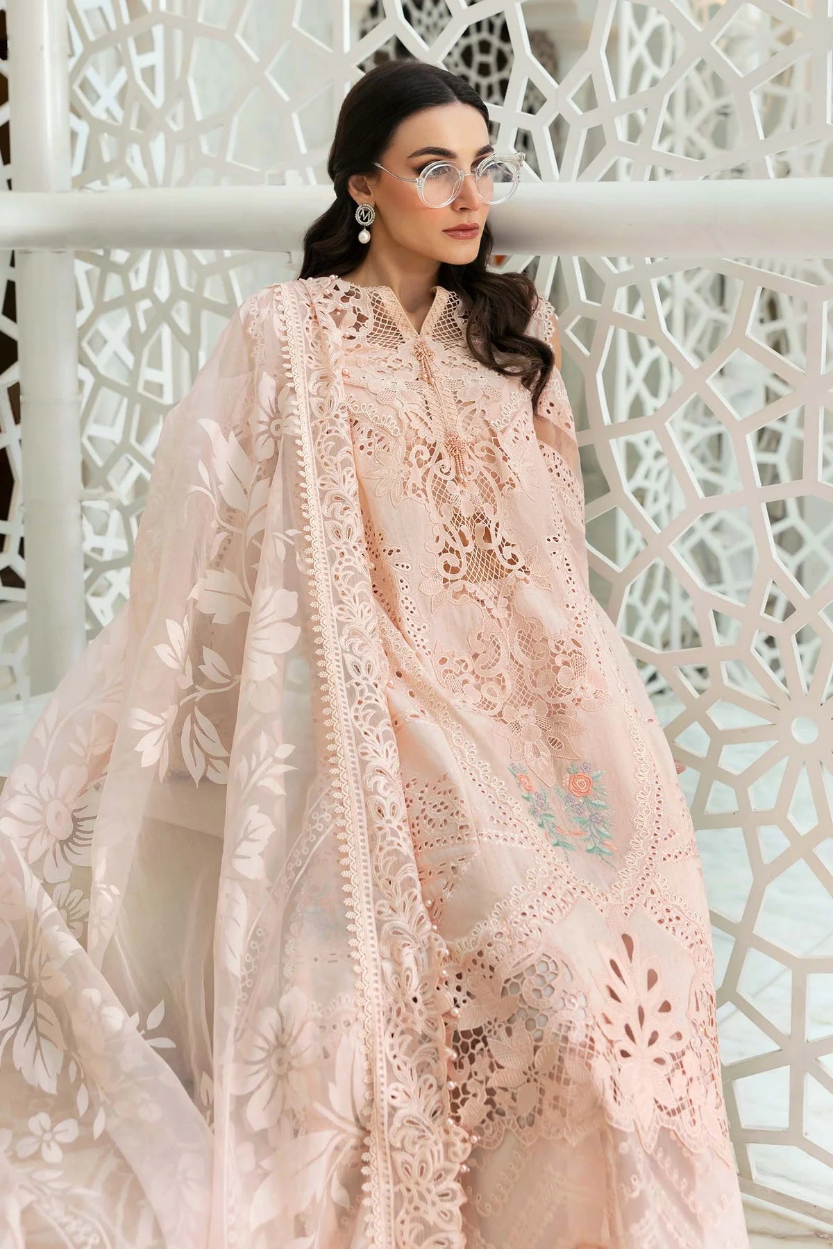 3 Piece Embroidered Dobby Lawn Suit | D-2513-A
