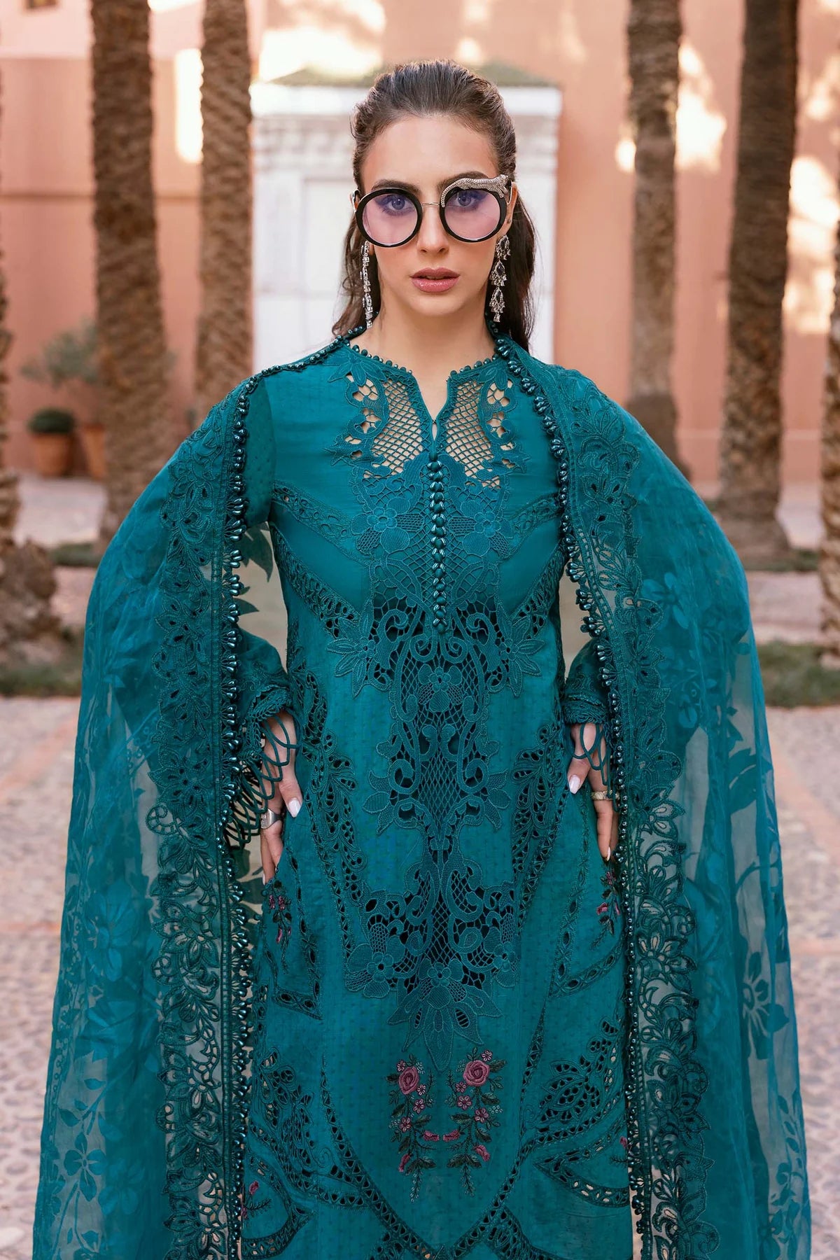 3 Piece Embroidered Dobby Lawn Suit | D-2513-B