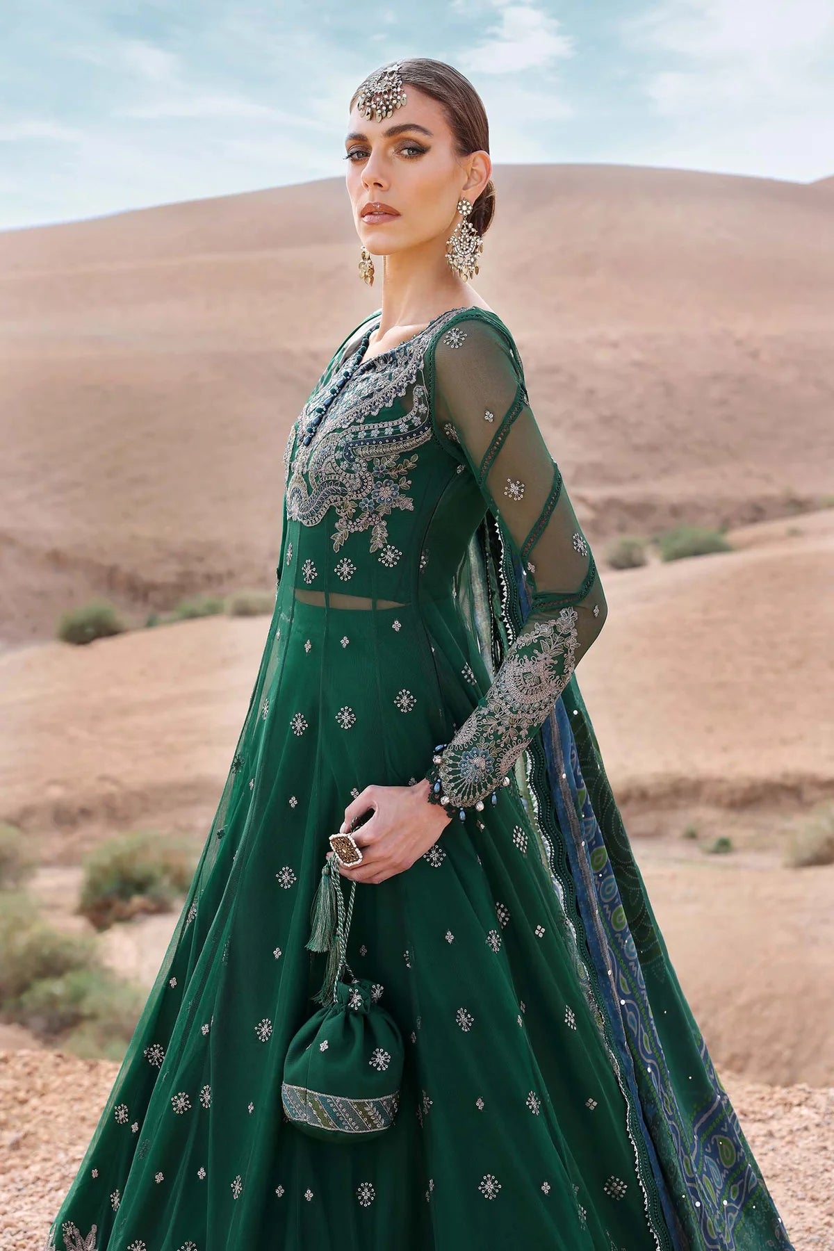 3 Piece Embroidered Net Suit | D-2507-A