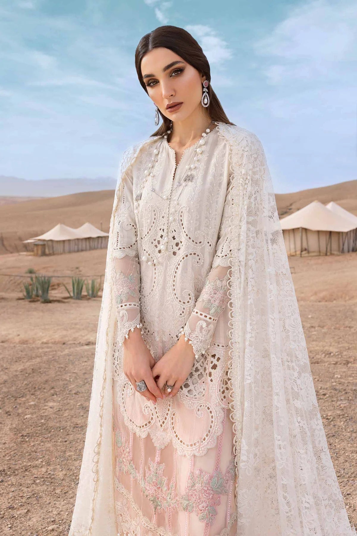 3 Piece Embroidered Dobby Lawn Suit | D-2515-A