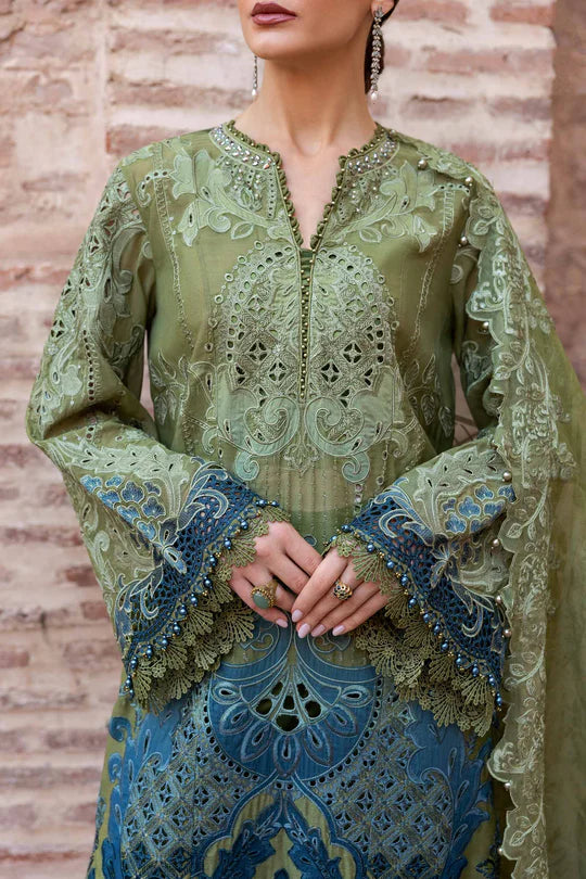 3 Piece Embroidered Paper Cotton Suit | D-2501-A