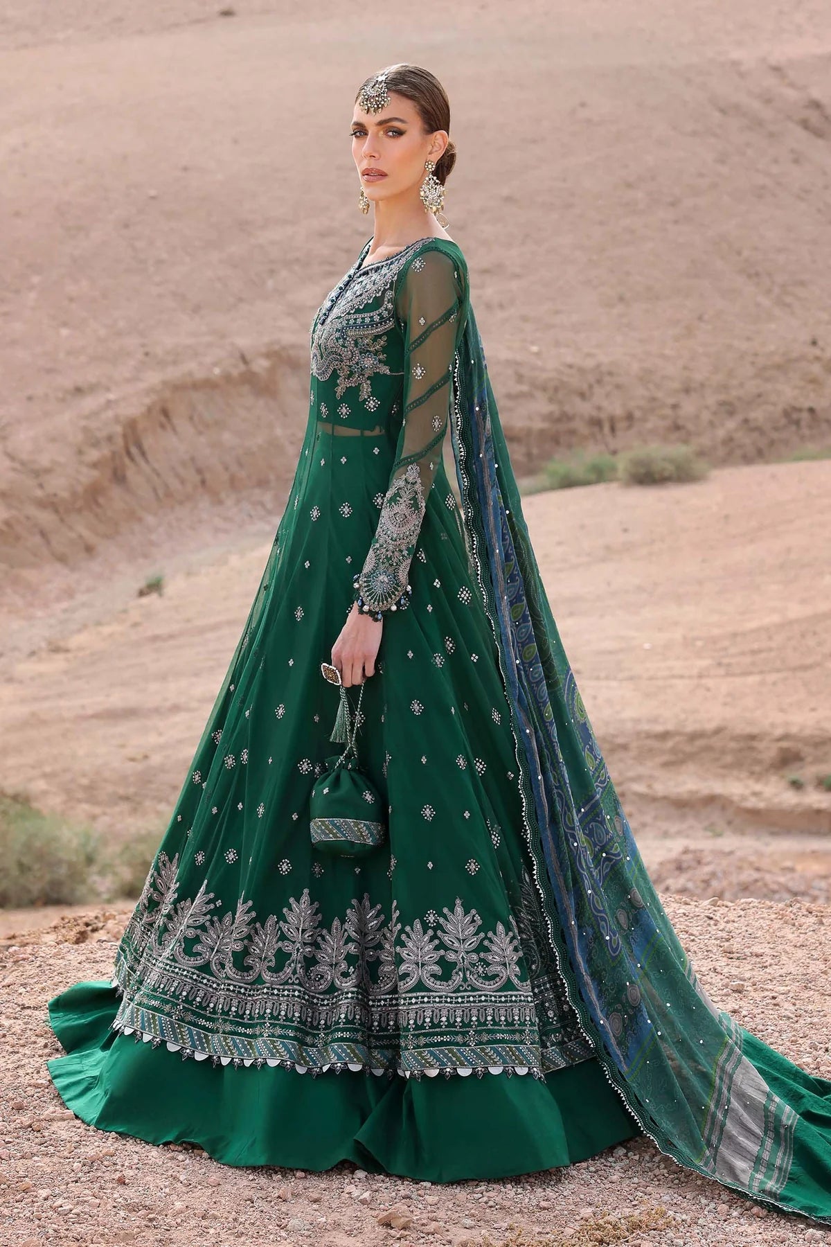 3 Piece Embroidered Net Suit | D-2507-A