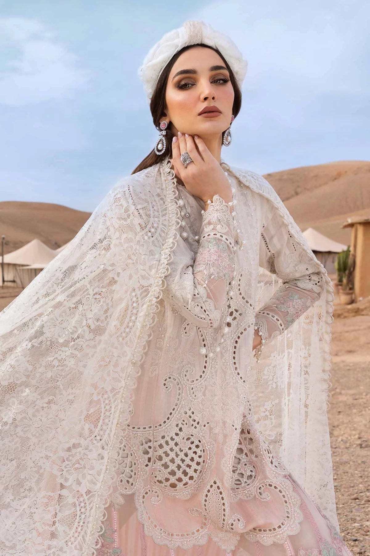 3 Piece Embroidered Dobby Lawn Suit | D-2515-A