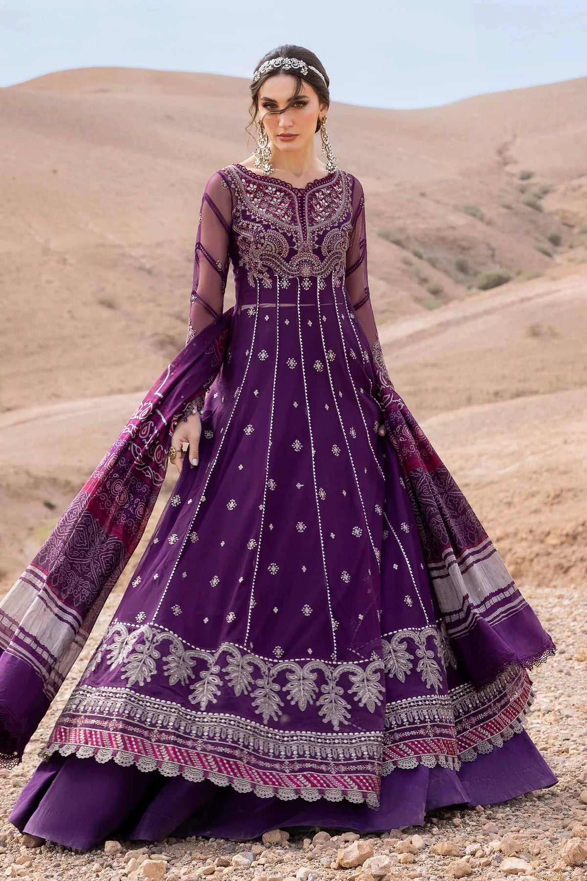 3 Piece Embroidered Net Suit | D-2507-B