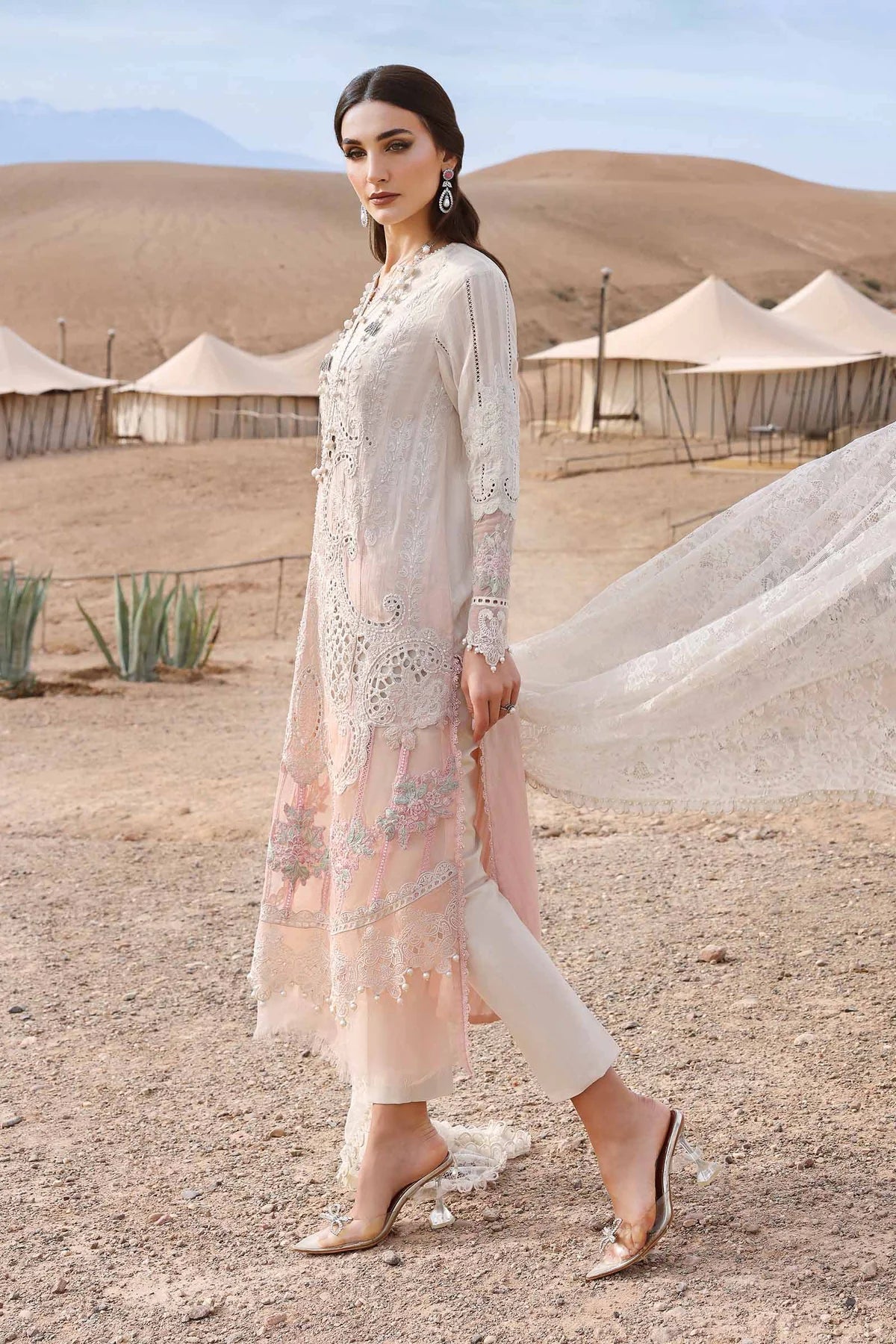 3 Piece Embroidered Dobby Lawn Suit | D-2515-A