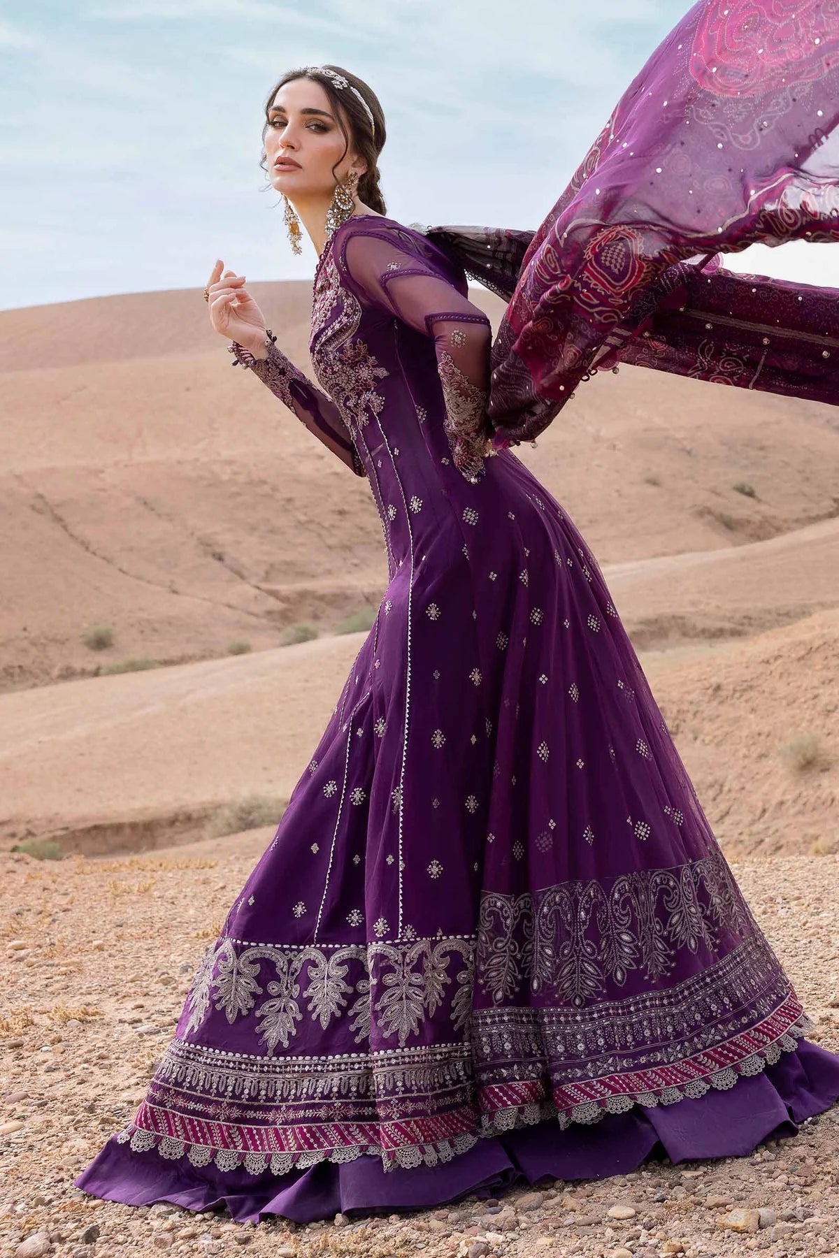 3 Piece Embroidered Net Suit | D-2507-B