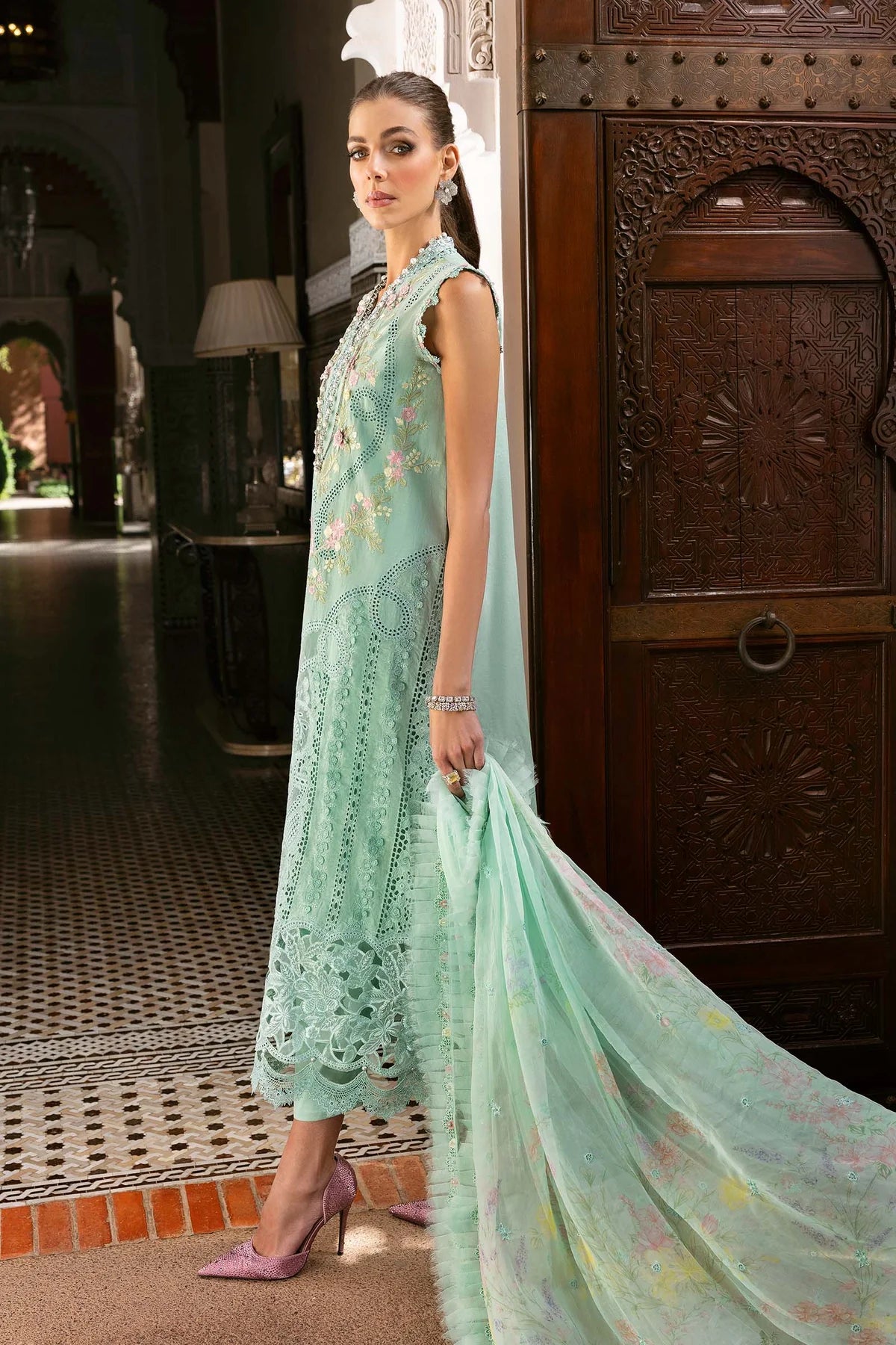 3 Piece Embroidered Lawn Suit | D-2514-A
