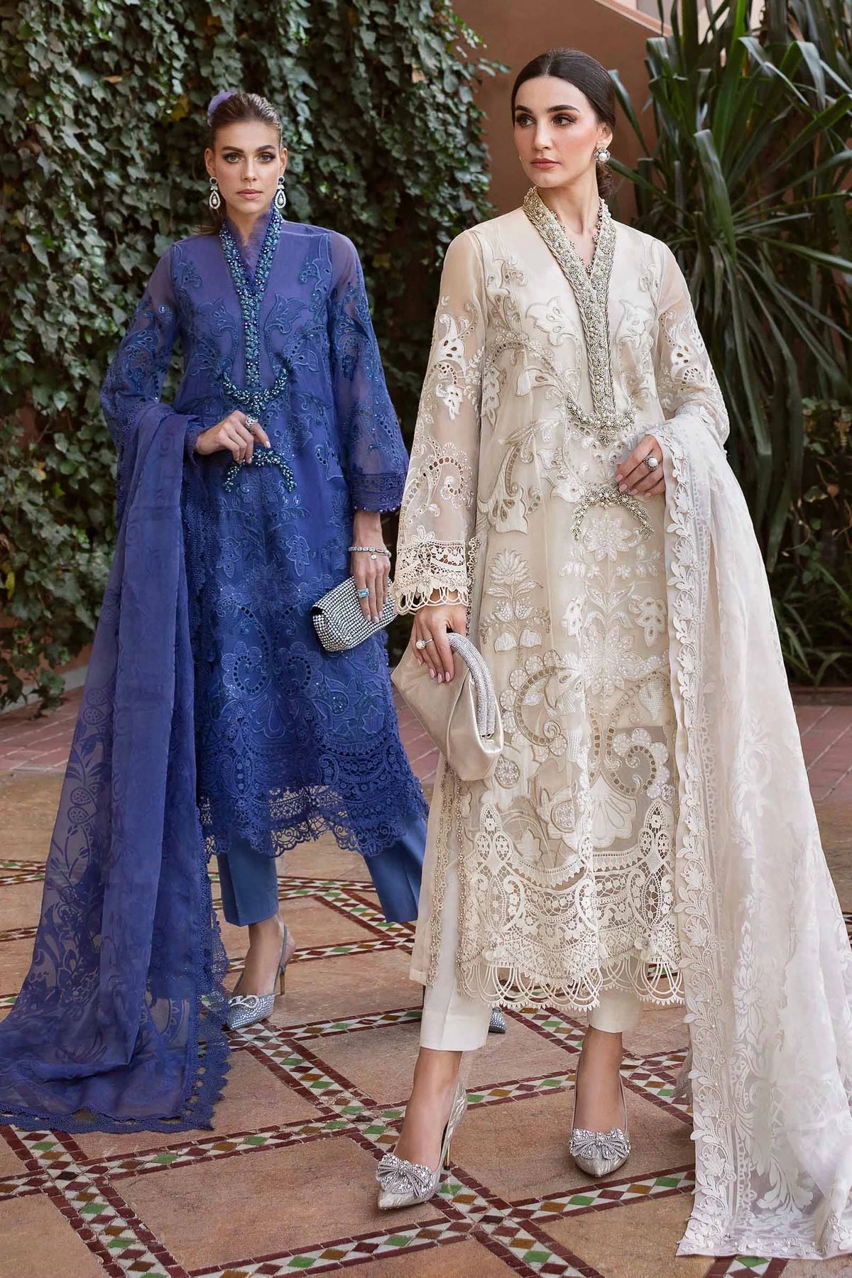 3 Piece Embroidered Organza Suit | D-2506-B
