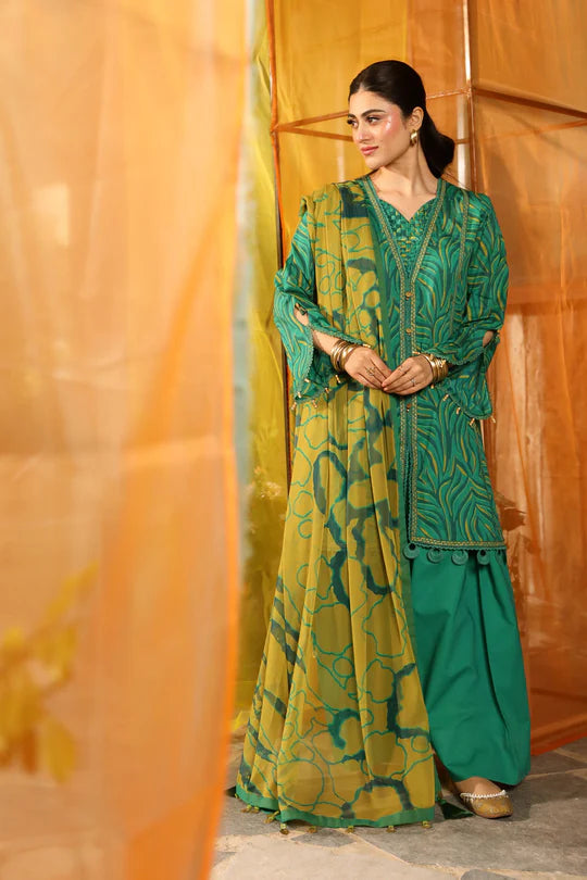 3 Pc Unstitched Printed Lawn Suit | MB-CUS25-704A