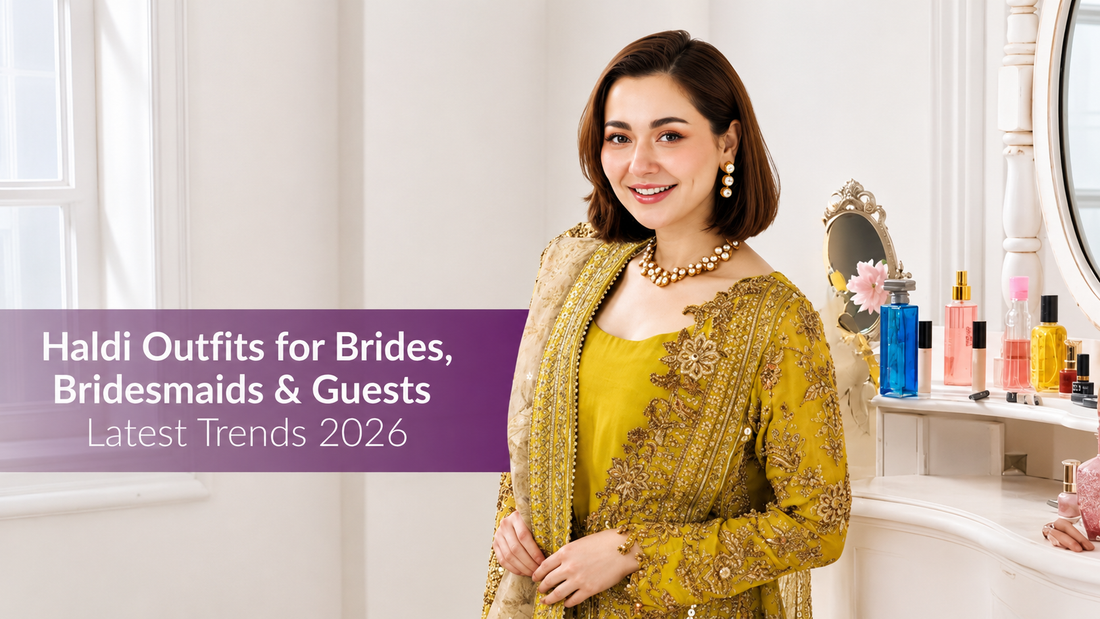 Bride wearing a yellow embroidered haldi outfit with floral jewellery for a traditional wedding ceremony in 2026