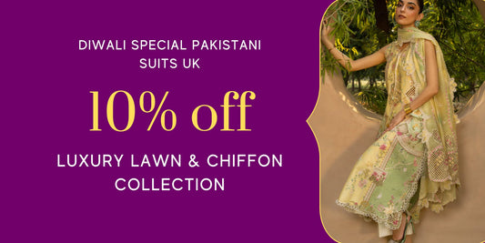 Diwali Special Pakistani Suits UK | Luxury Lawn & Chiffon Collection by Tayaba