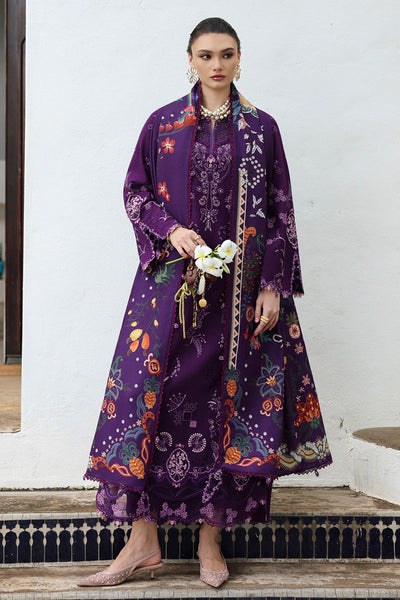 Deep Plum Chikankari Embroidered Linen 3-Pc Suit