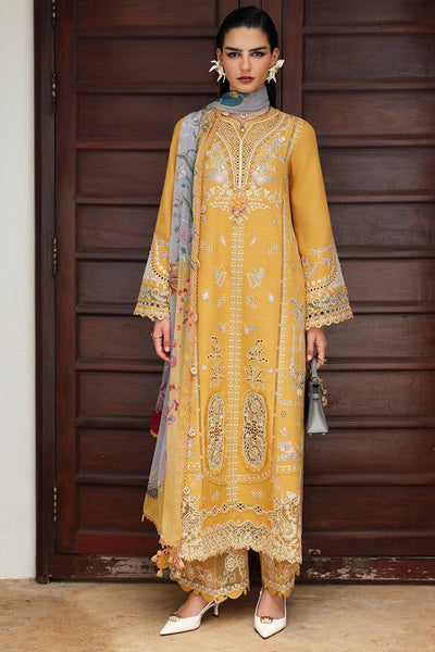 Mustard Yellow Chikankari Embroidered Linen 3-Pc Suit