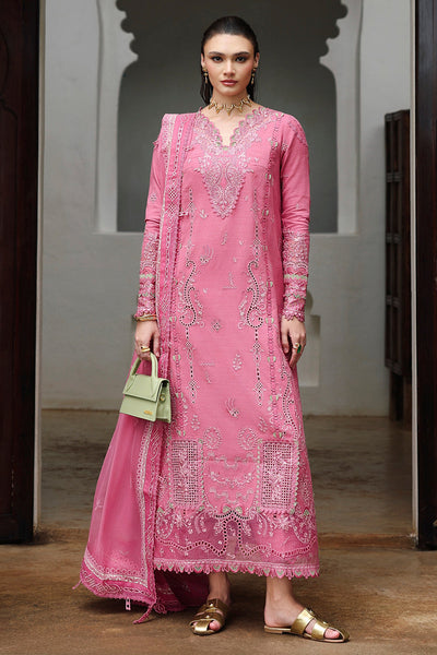Bright Pink Chikankari Embroidered Linen 3-Pc Suit