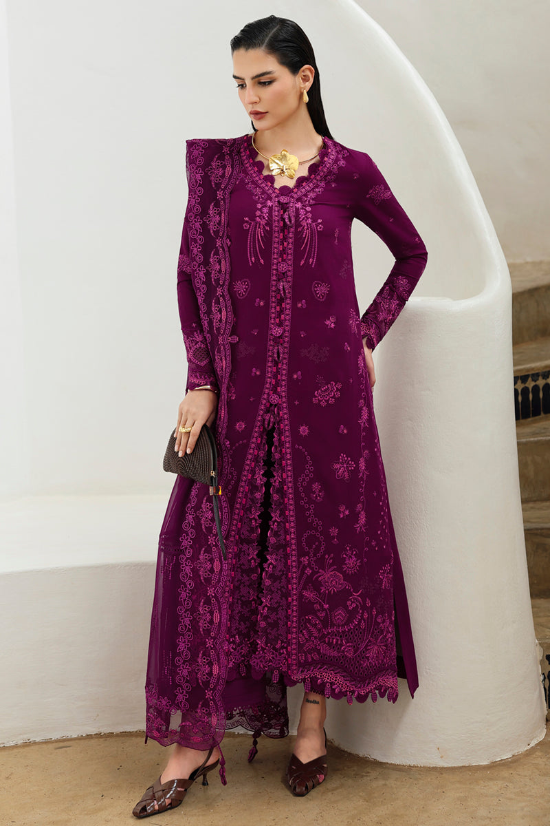 Plum Purple Chikankari Embroidered Linen 3-Pc Suit