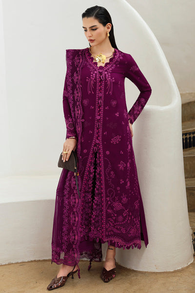 Plum Purple Chikankari Embroidered Linen 3-Pc Suit