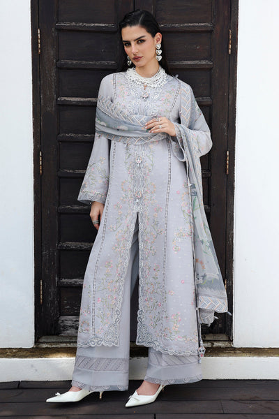 Grey Chikankari Embroidered Linen 3-Pc Suit