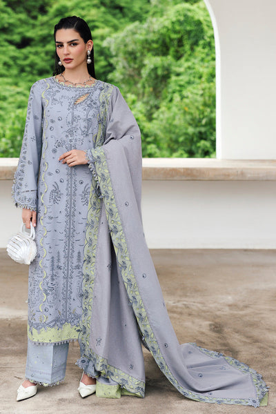 Light Grey Chikankari Embroidered Linen 3-Pc Suit