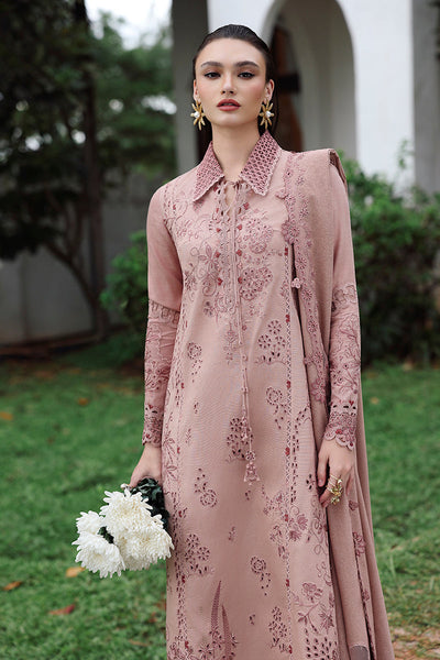 Dusty Pink Chikankari Embroidered Linen 3-Pc Suit