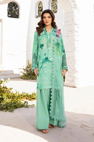 Sea Green Digital Printed 3-Pc Suit With Chiffon Dupatta