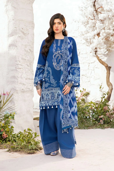 Blue Digital Printed 3-Pc Suit With Chiffon Dupatta