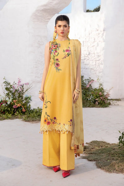 Yellow Digital Printed 3-Pc Suit With Chiffon Dupatta
