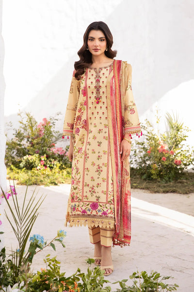 Camel Digital Printed 3-Pc Suit With Chiffon Dupatta