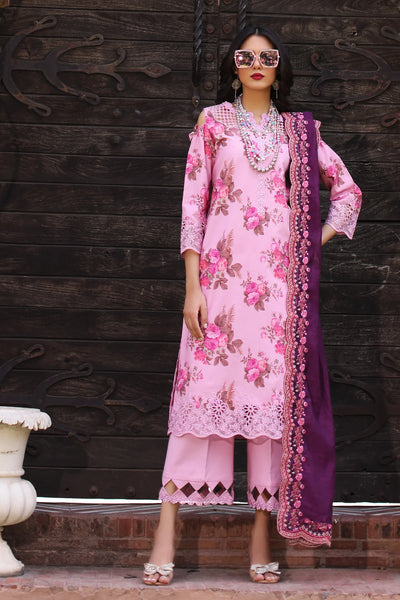 Light Pink Printed Lawn Suit With Embroidered Chiffon Dupatta