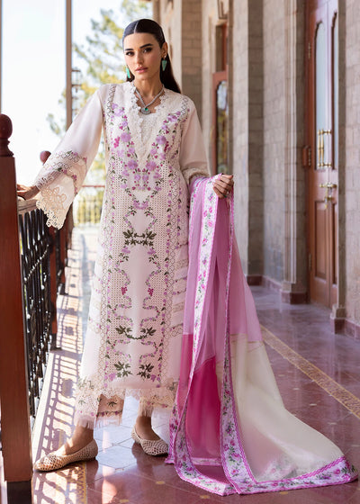 Off-White Embroidered Lawn 3-Pc Suit With Printed Dupatta