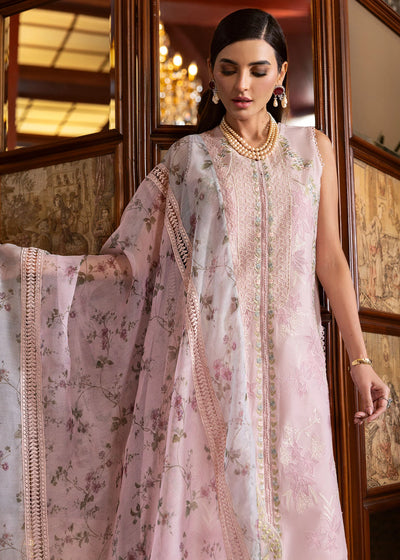 Pink Embroidered Lawn 3-Pc Suit With Printed Dupatta