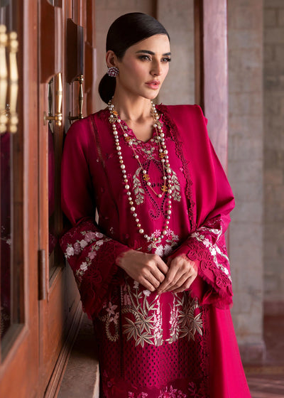 Magenta Embroidered Lawn 3-Piece Suit With Dupatta