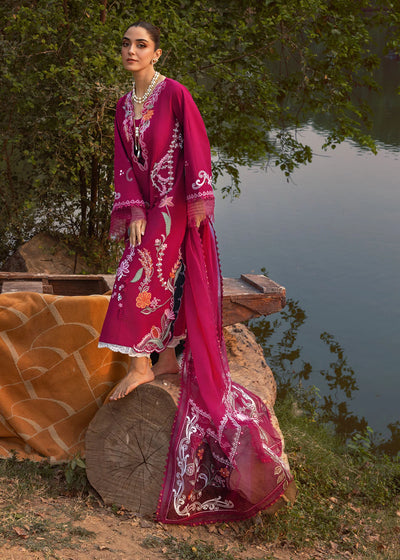 Cherry Embroidered Organza Suit With Mirror Work Dupatta