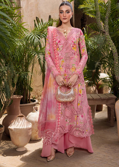 Rosette Pink Embroidered Organza Suit With Monar Dupatta