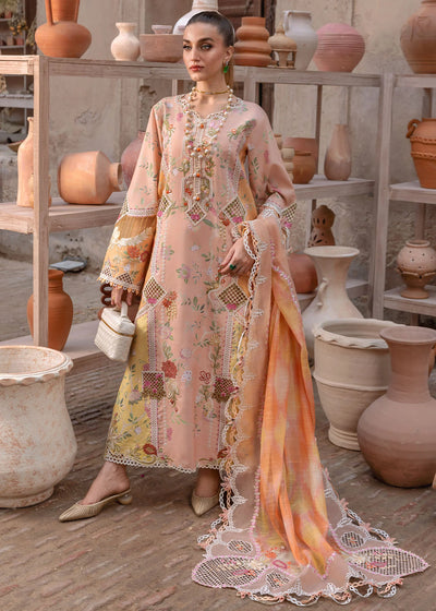 Citrus Rose Embroidered Organza Suit With Printed Dupatta