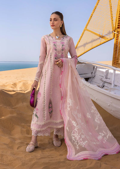 Baby Pink Floral Embroidered Lawn 3-Piece Suit