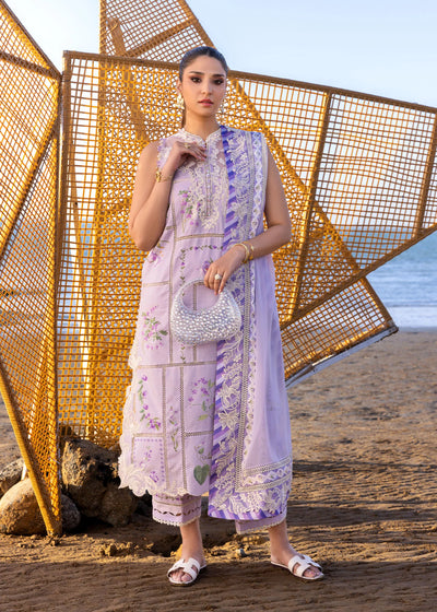 Lavender Floral Embroidered Lawn 3-Piece Suit
