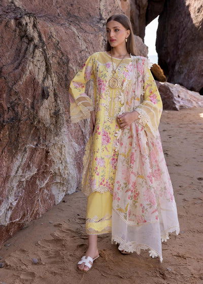 Yellow Floral Embroidered Lawn 3-Piece Suit