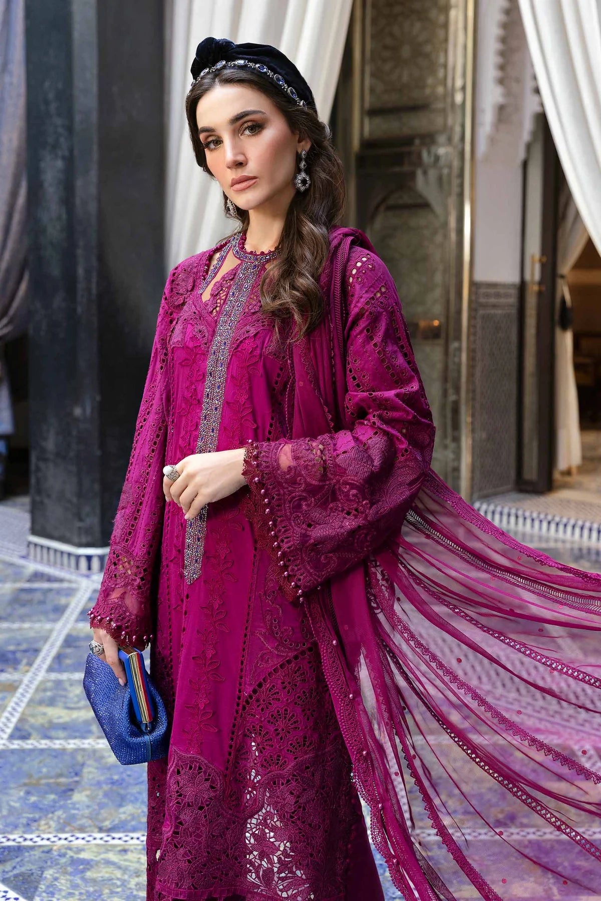 3 Piece Embroidered Lawn Suit | D-2502-B